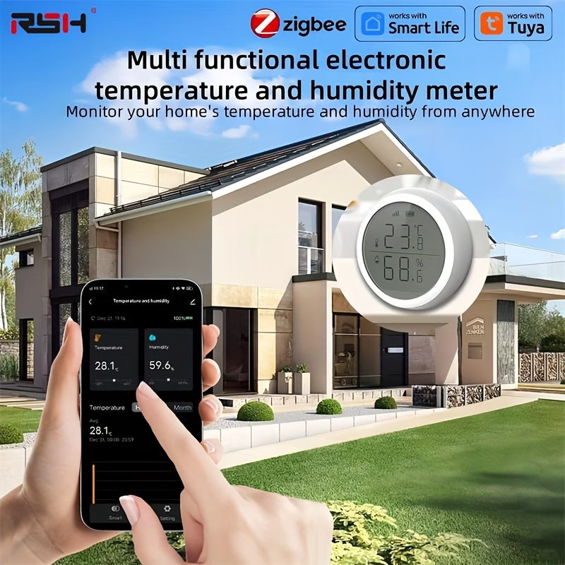 Tuya Digital LCD Indoor Zigbee Temperature &amp; Humidity Sensor